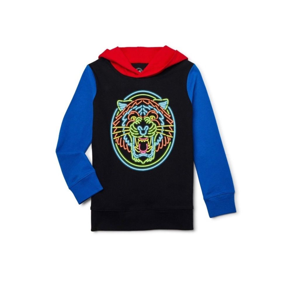 NWT Boy’s Color block Tiger Long Sleeve Pullover W/ hood XS (4/5)